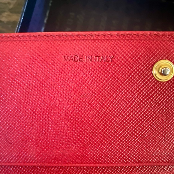 Prada Red Saffiano Metal Leather Logo Flap Continental Wallet - Picture 8 of 9